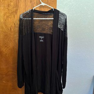 Lace inset soft drape high-low cardigan